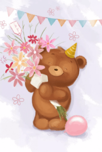 Birthday Bear with Flowers