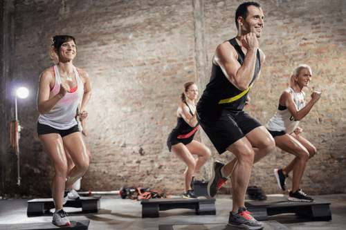 Step aerobics cardio exercises