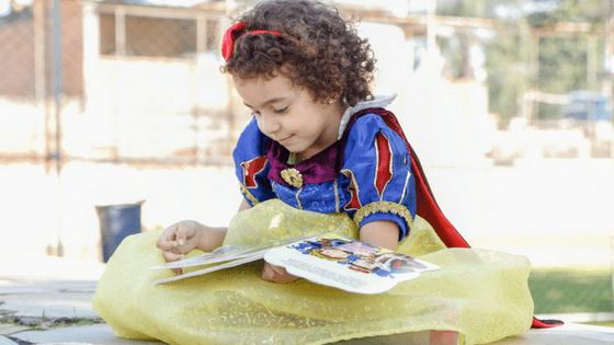 Girl dressed up as Disney princess