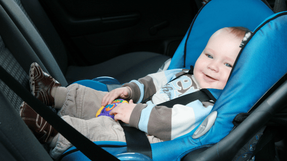 Child in car seat road safety