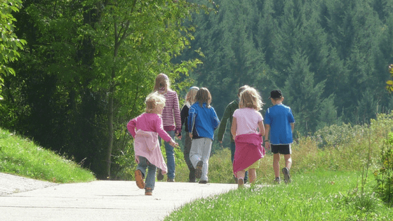 Kids hiking