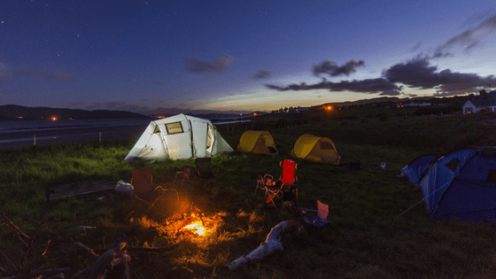 Camp site at night