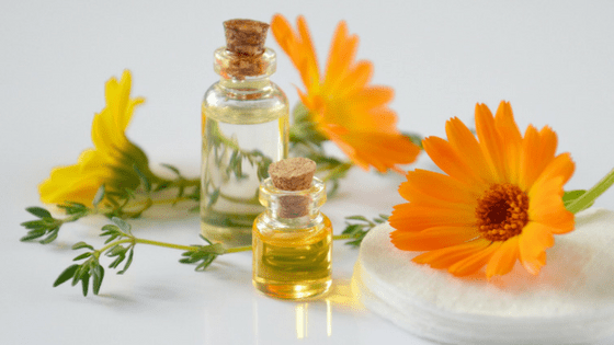 Essential oils with yellow and orange flowers