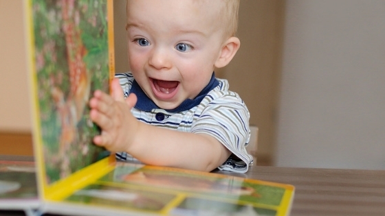 Boy Excited By Book