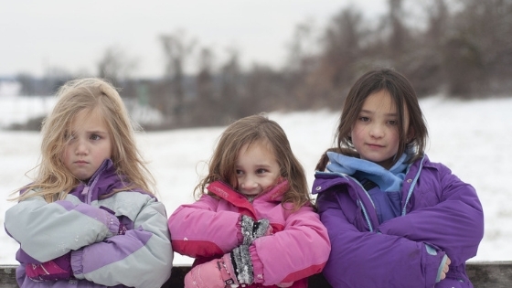 Girls wearing winter jackets