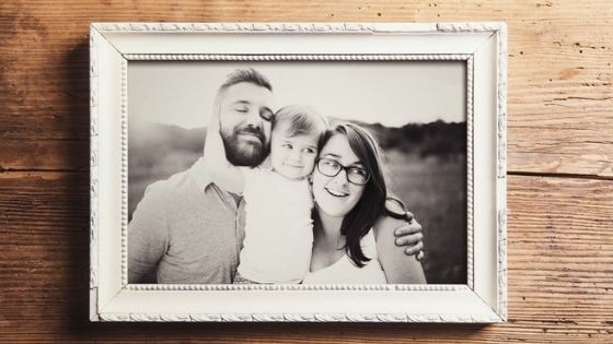 Family photo in frame