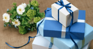Blue wrapped gifts