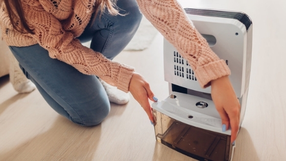 Dehumidifier on floor