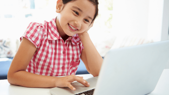 Girl using laptop