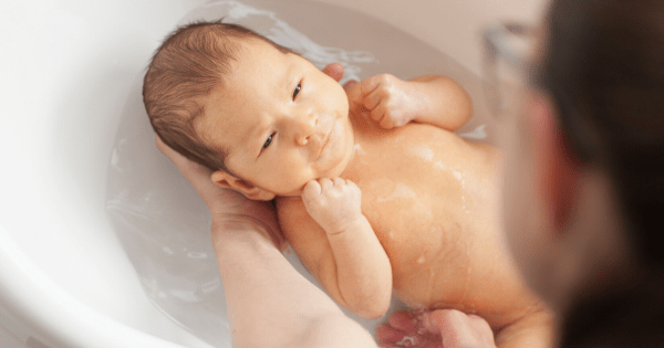 Cute baby in bath