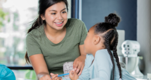 Child talking with nanny