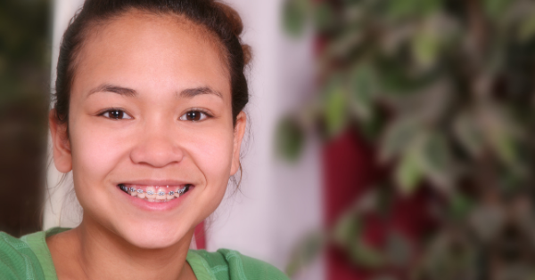 Young girl with braces