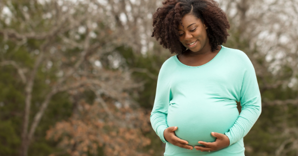 Pregnant woman outside