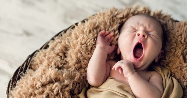 Cute baby yawning