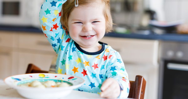 Happy girl eating