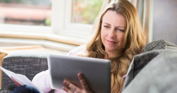 Woman working on laptop