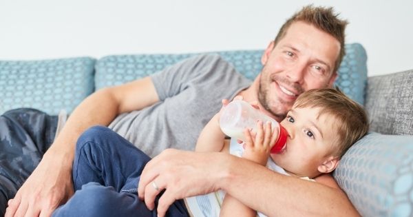 Toddler drinking milk