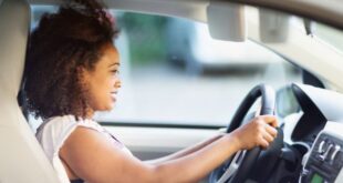 Woman driving car