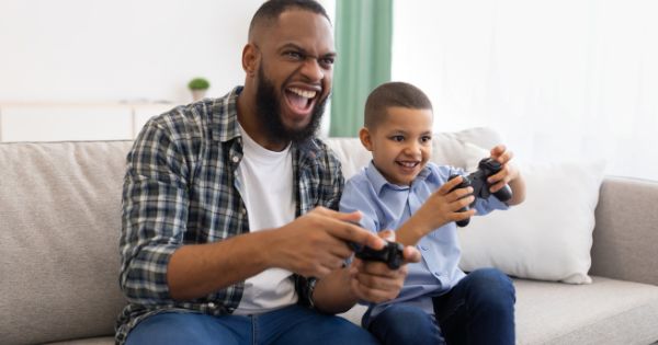 Father and son gaming