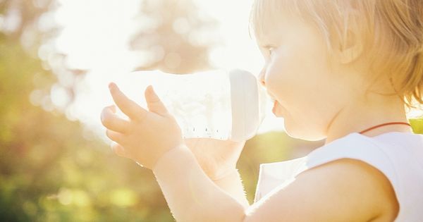 Toddler drinking water bottle