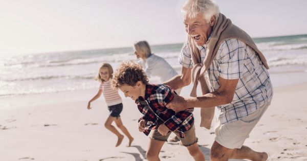 Grandparents playing with grandchildren