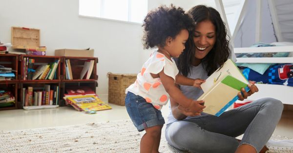 Mom toddler reading