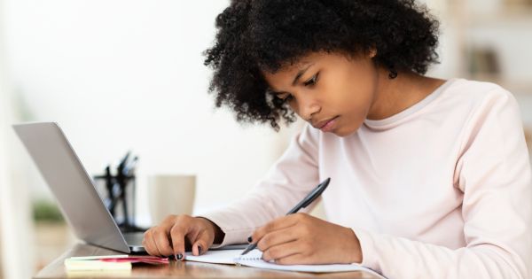 Girl doing homework