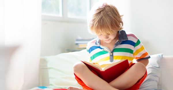 Child reading a book