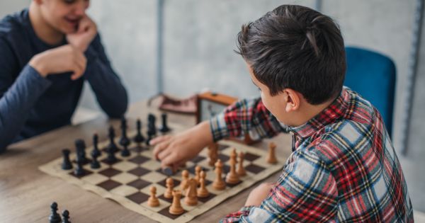 Boys playing chess