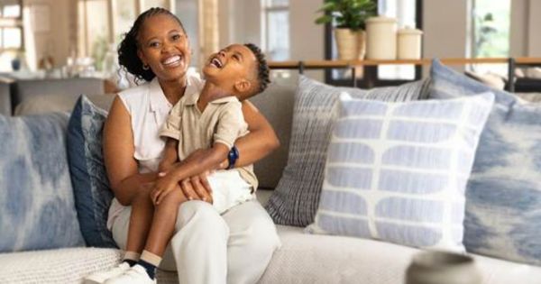 Happy mother son healthy