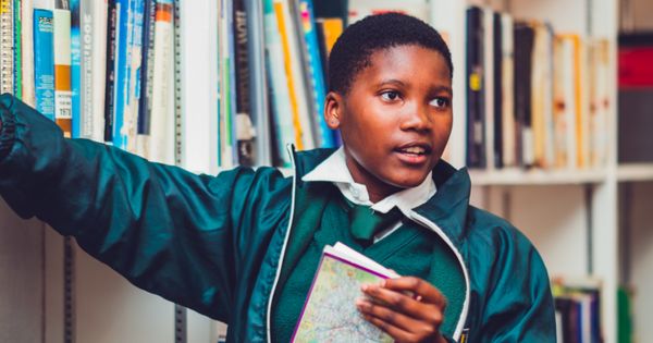 Learner enjoying library