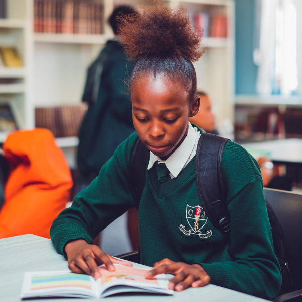 Learner at CJ Botha Secondary School enjoying the spruced up library 